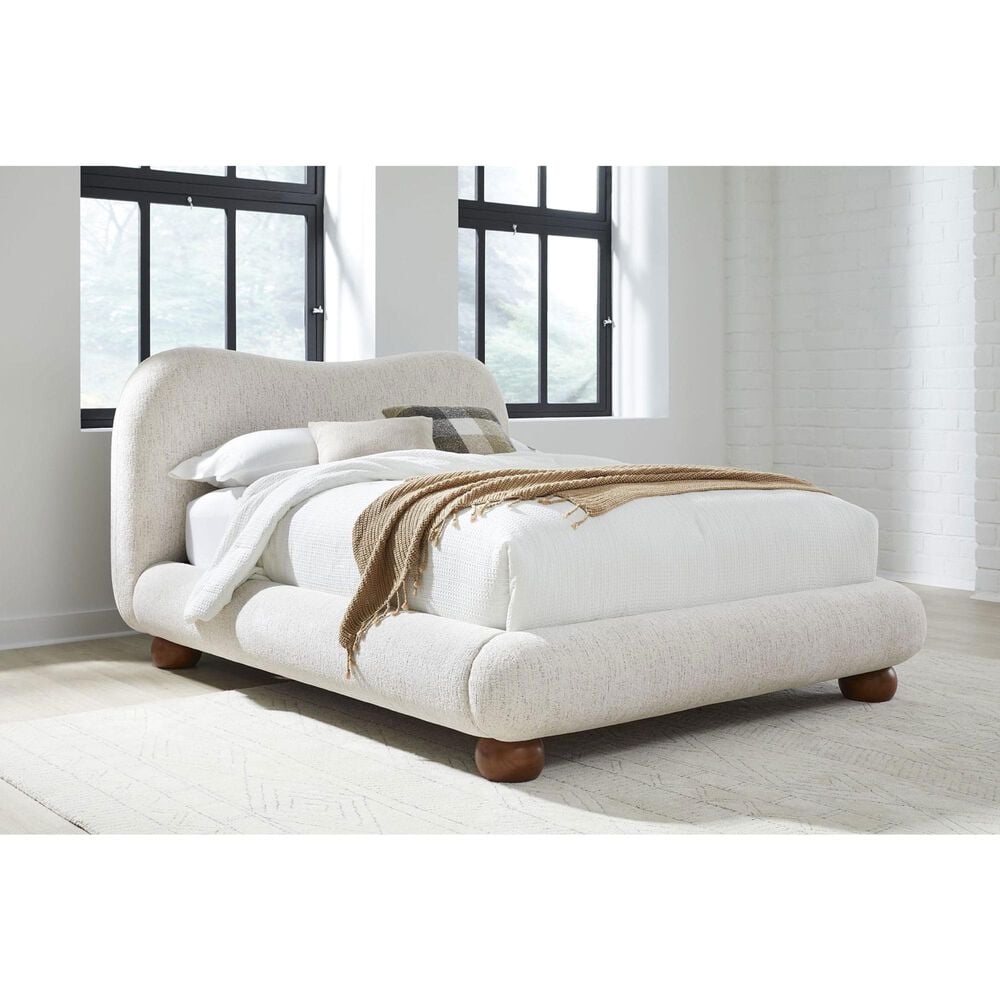 Urban Home Anansi Afra Queen Upholstered Footboard, Rails and Slats in Chinchilla, , large