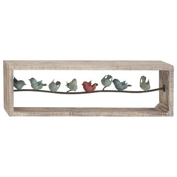 Maple and Jade 11" x 35" Birds on Wire Wall Decor in White, Red and Blue, , large