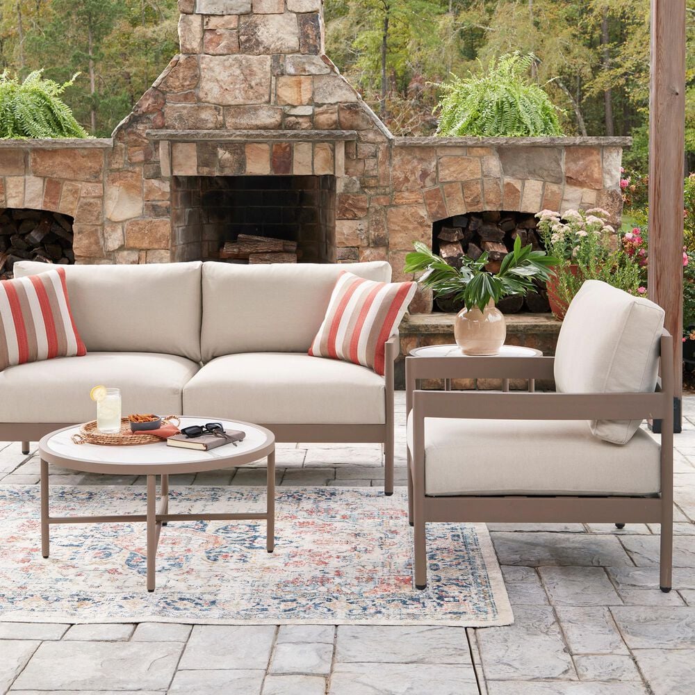 Ashley Bluff Trail 5-Piece Patio Conversation Set in Beige, , large