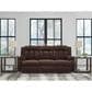 Ashley Observation Power Reclining Sofa with Drop Down Table in Chocolate Velvet, , large