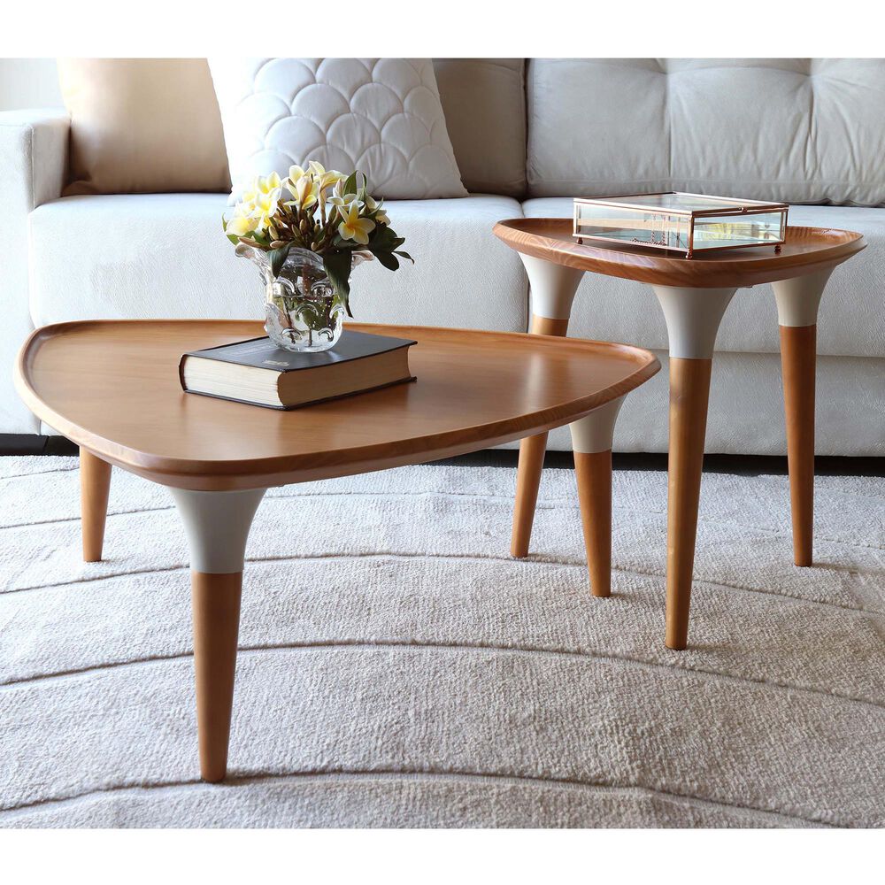 Dayton HomeDock 2-Piece Coffee & End Table in Cinnamon/Off White, , large