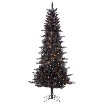 The Gerson Company 7.5" Pre-Lit Tuscany Tinsel Christmas Tree in Black, , large