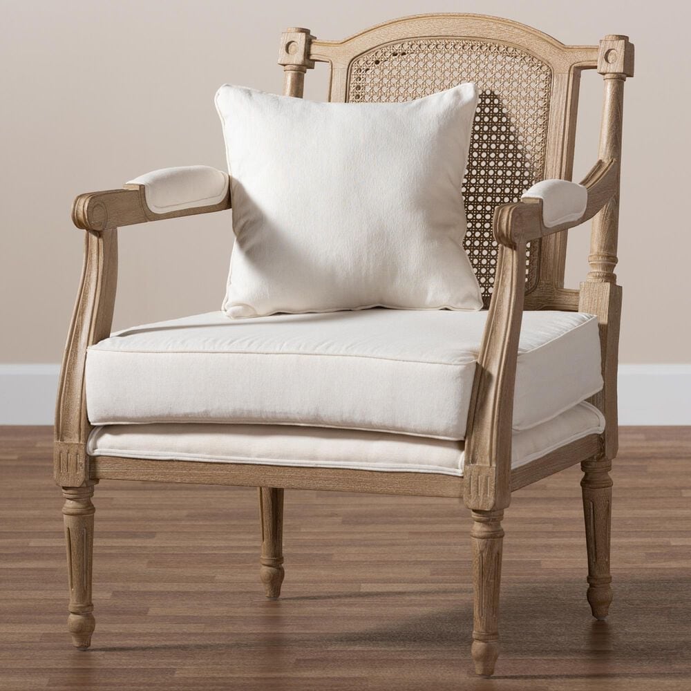 Baxton Studio Clemence Arm Chair in Ivory, , large