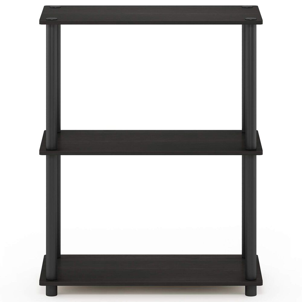 HOMLUX 3-Tier Compact Open Storage Bookshelf in Espresso and Black, , large