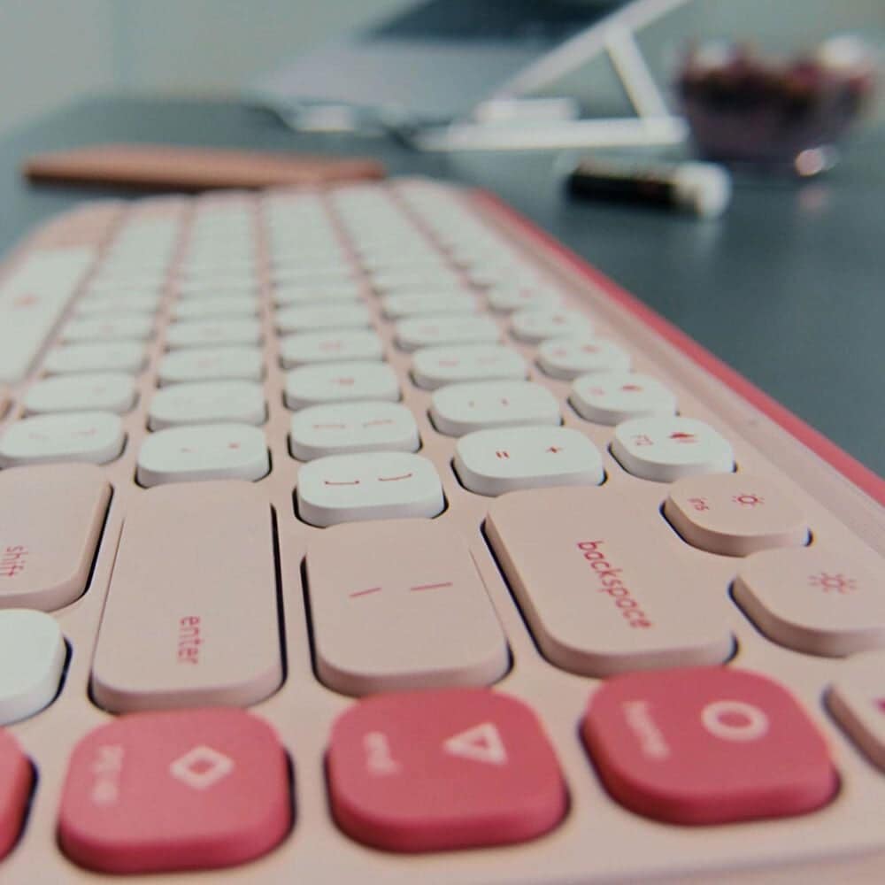 Logitech POP Icon Keys Wireless Bluetooth Keyboard in Rose and Off White, , large