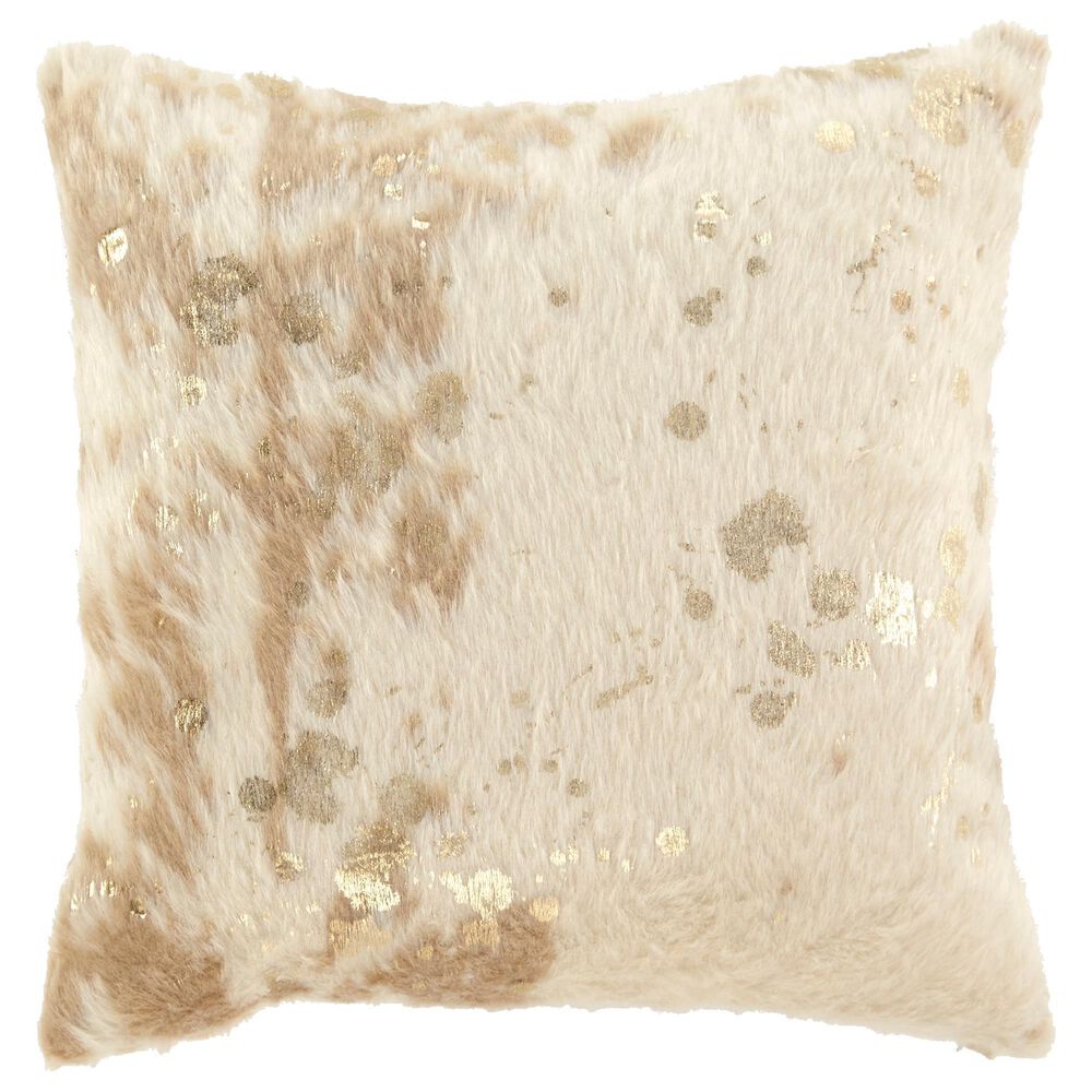 Ashley Landers 18" Square Throw Pillow in Tan, Cream and Gold, , large