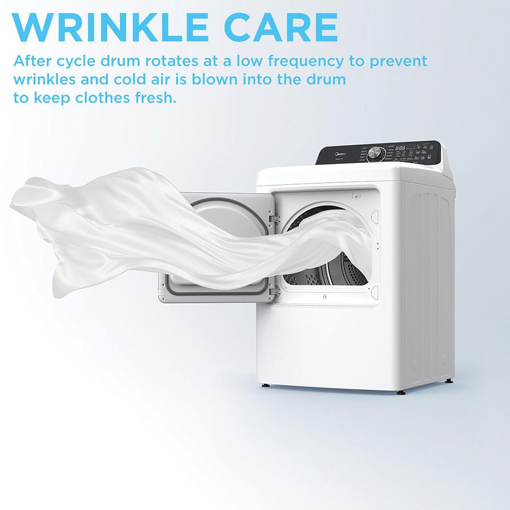 Midea 7.0 Cu. Ft. Smart Tumble Electric Dryer with Custom Cycles in White, , large