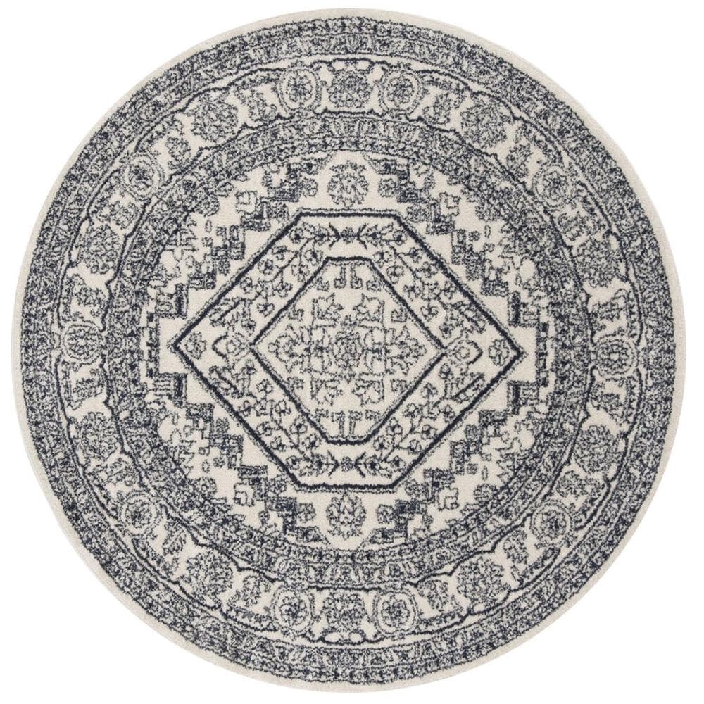 Safavieh Adirondack ADR108R 6&#39; Round Ivory and Navy Area Rug, , large