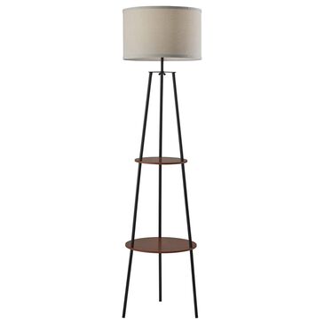 Adesso Sydney Floor Lamp in Black and Walnut, , large
