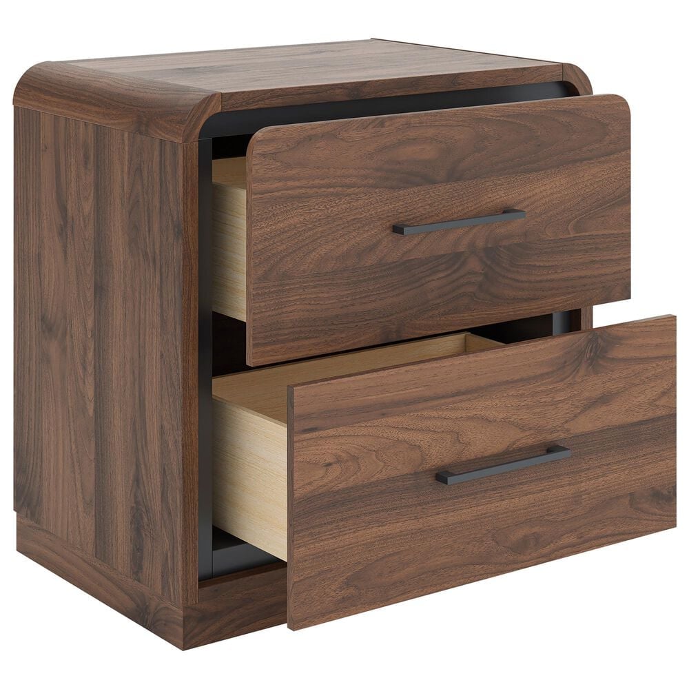 Ashley Fortlorn 4-Piece King Bedroom Set in Walnut Brown LED Light, , large