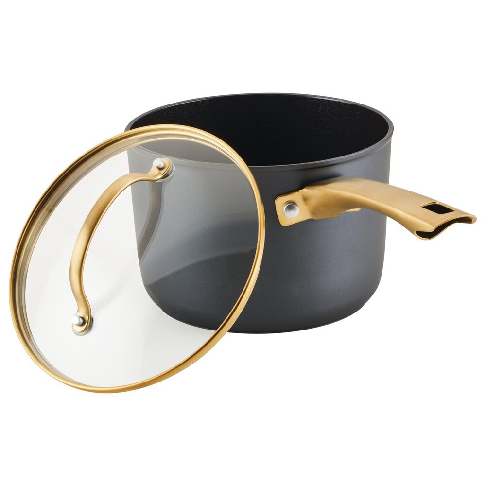 Faber Forged Induction 3-Quart Ceramic Nonstick Sauce Pan with Lid in Black and Gold, , large