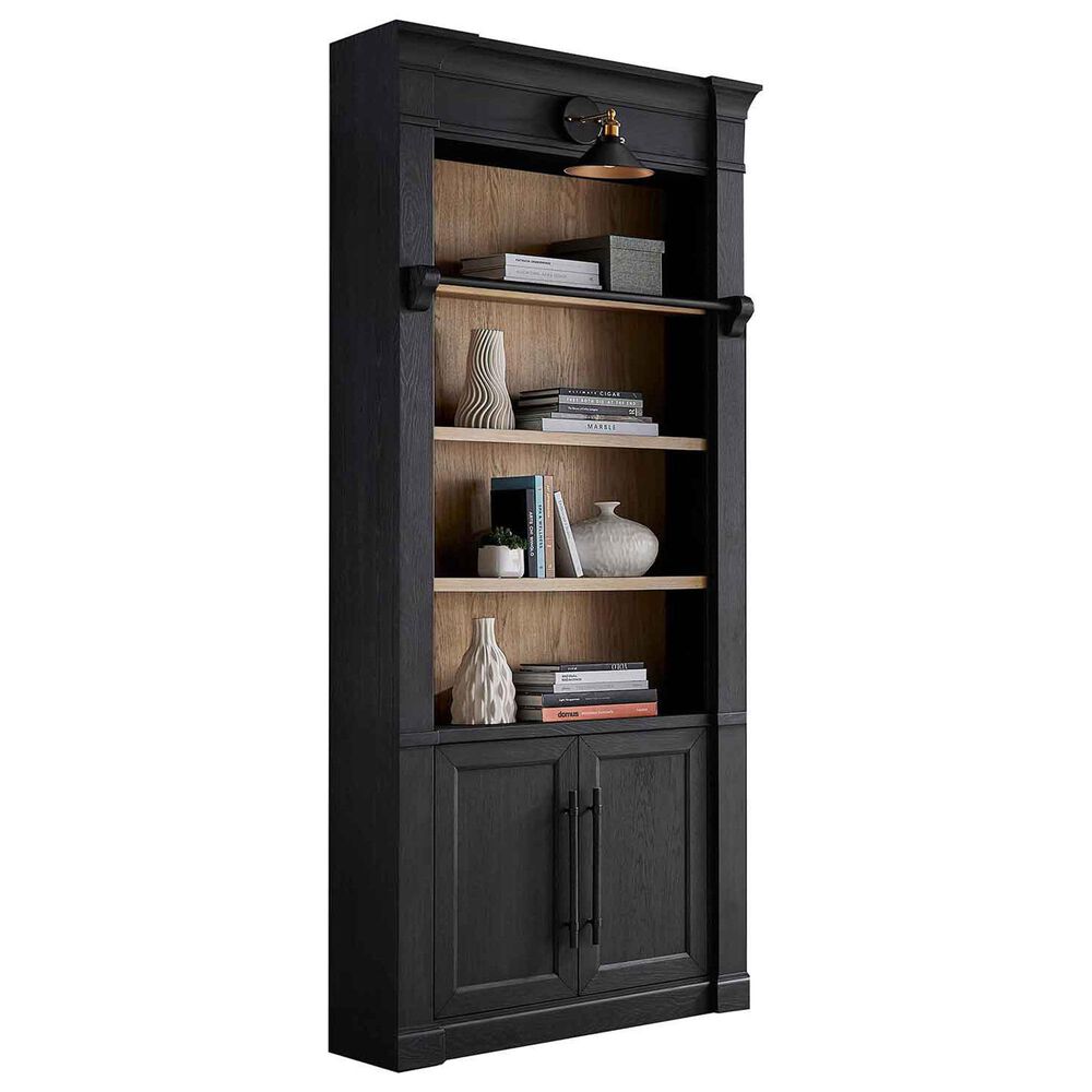 Wycliff Bay Willow Lane 94" Bookcase with Ladder in Ebony Black and Natural Oak, , large