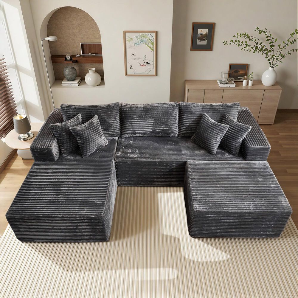 HOMLUX 108" Modular Sofa Set in Gray, , large