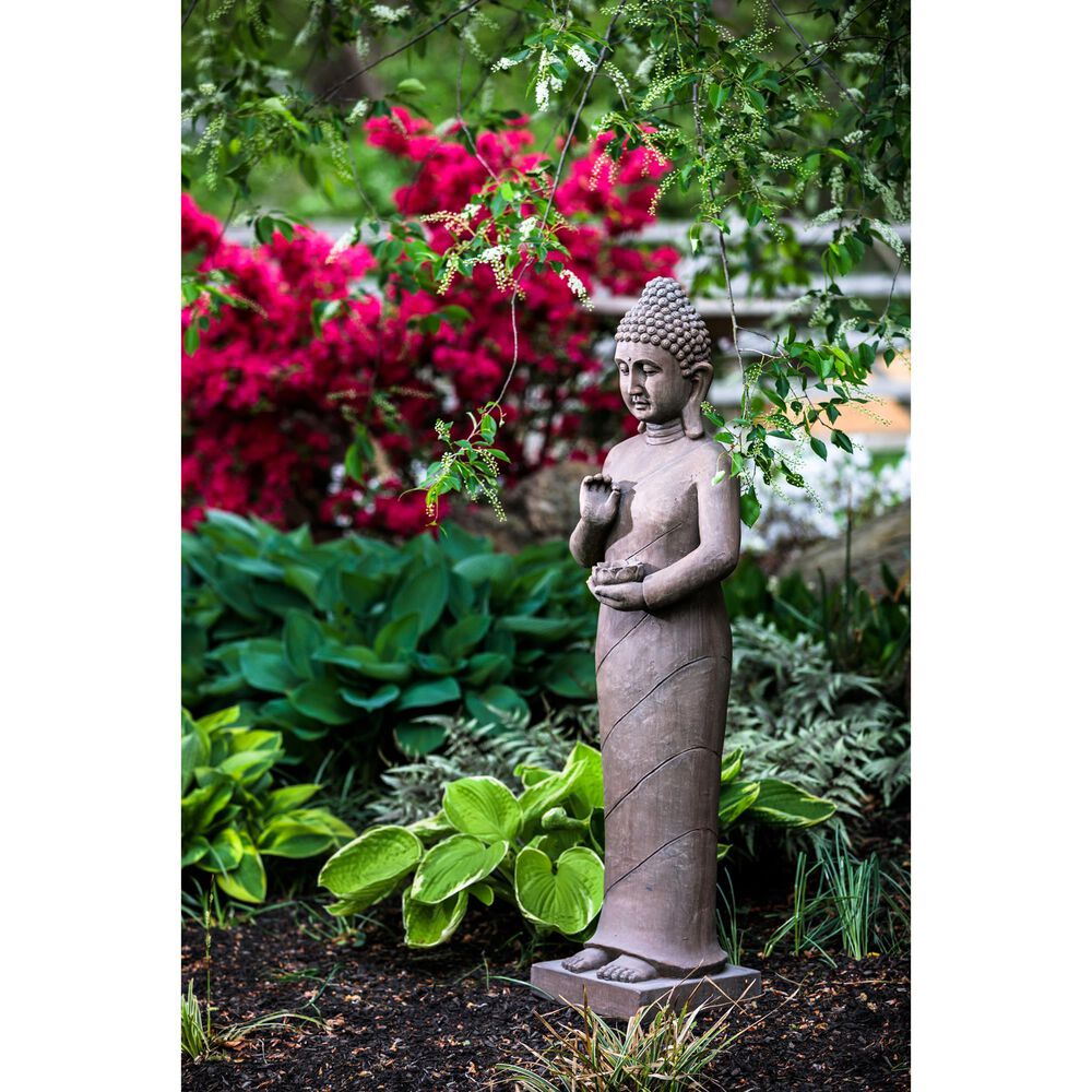 Alfresco Home Standing Thai Buddha Patio Statue in Grey, , large
