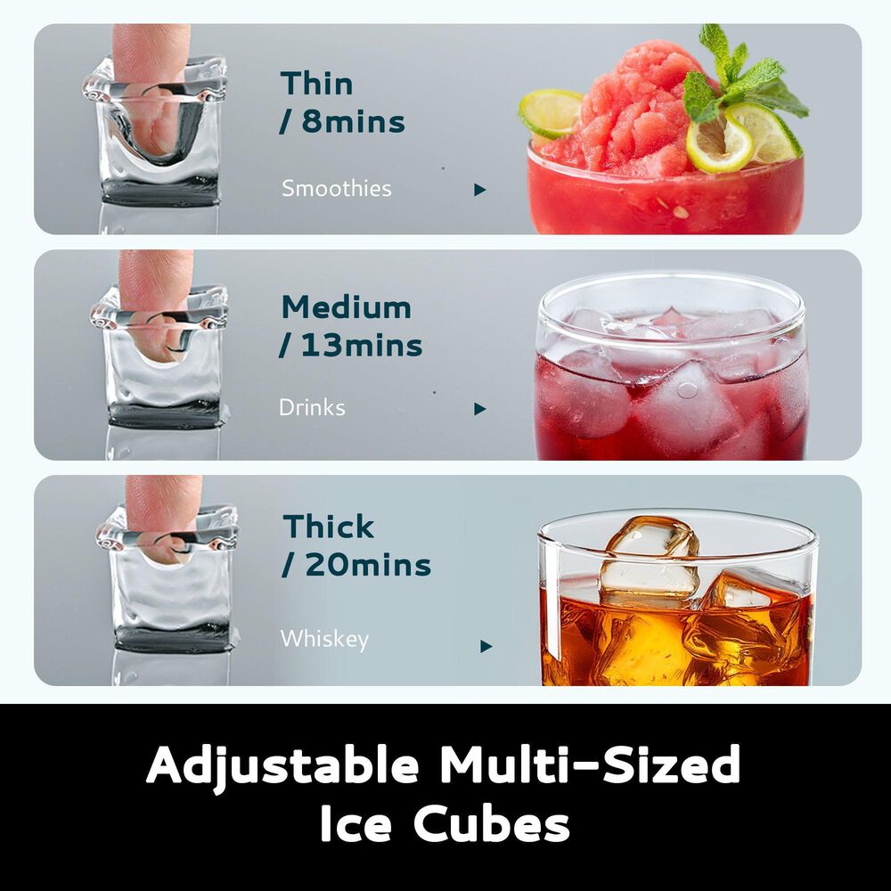 Euhomy 34 Lbs Portable Cube Ice Maker with External Water Tank in Black, , large