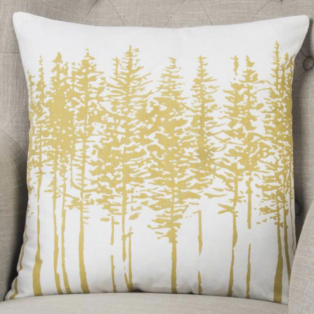 Rizzy Home 18" x 18" Pillow Cover in White with Yellow Trees, , large