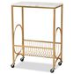 Baxton Studio Jacek Wine Cart in Gold and White Marble, , large