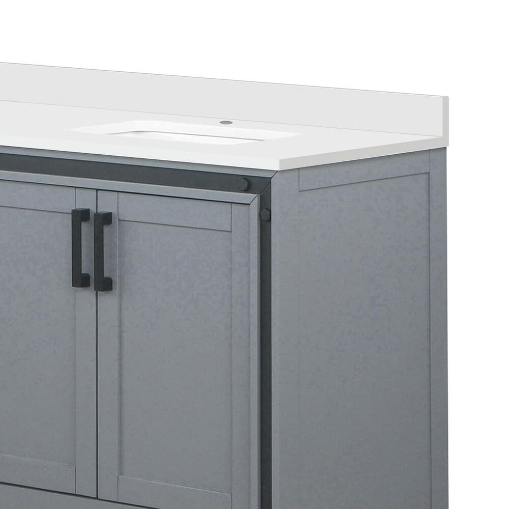 Lexora Home Ziva 60&quot; Double Bathroom Vanity in Dark Grey with 2 cm White Quartz Top and Rectangular Sinks, , large
