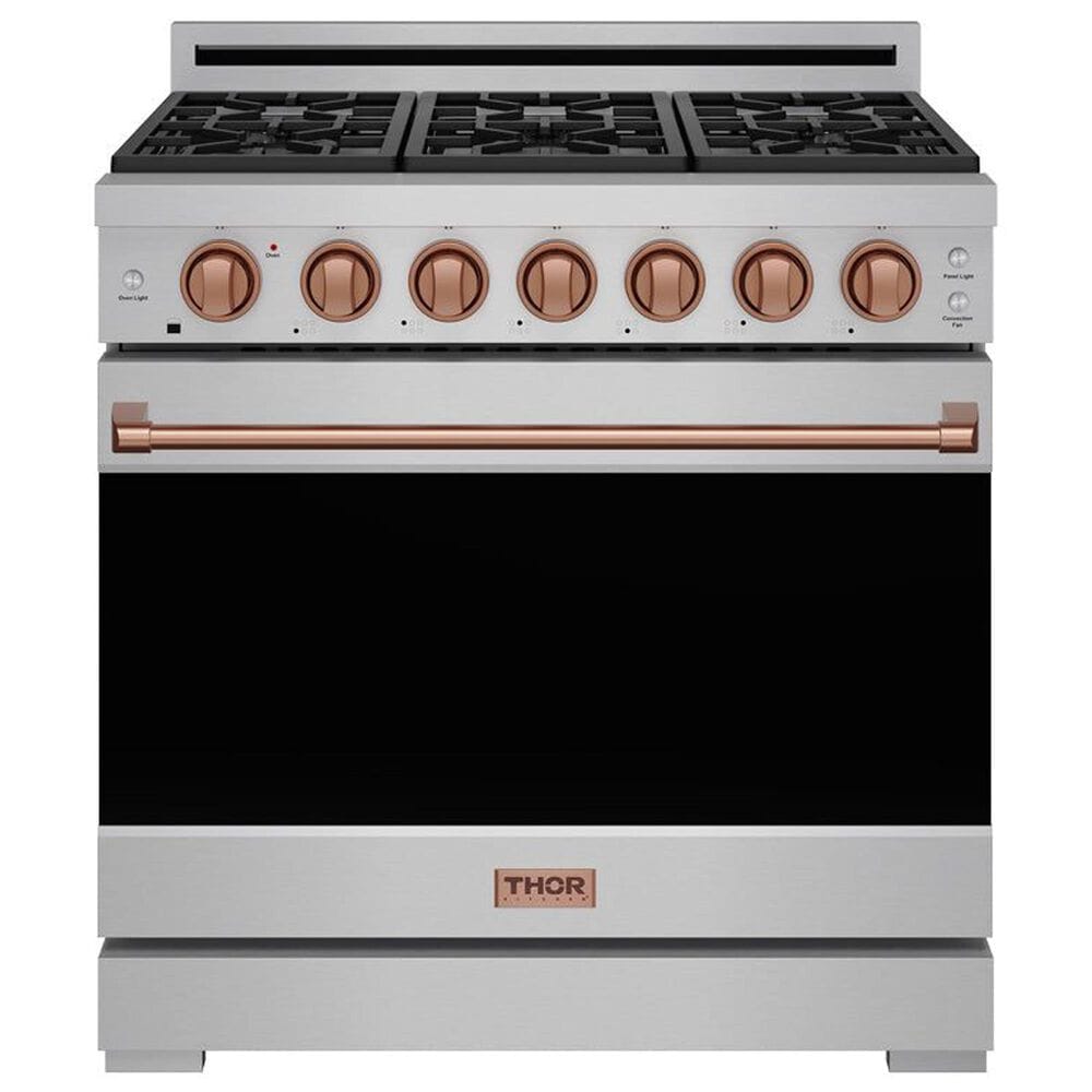 Thor Kitchen Gordon Ramsay 6 Cu. Ft. Professional Gas Range with Rose Gold Handle Kit in Stainless Steel, , large
