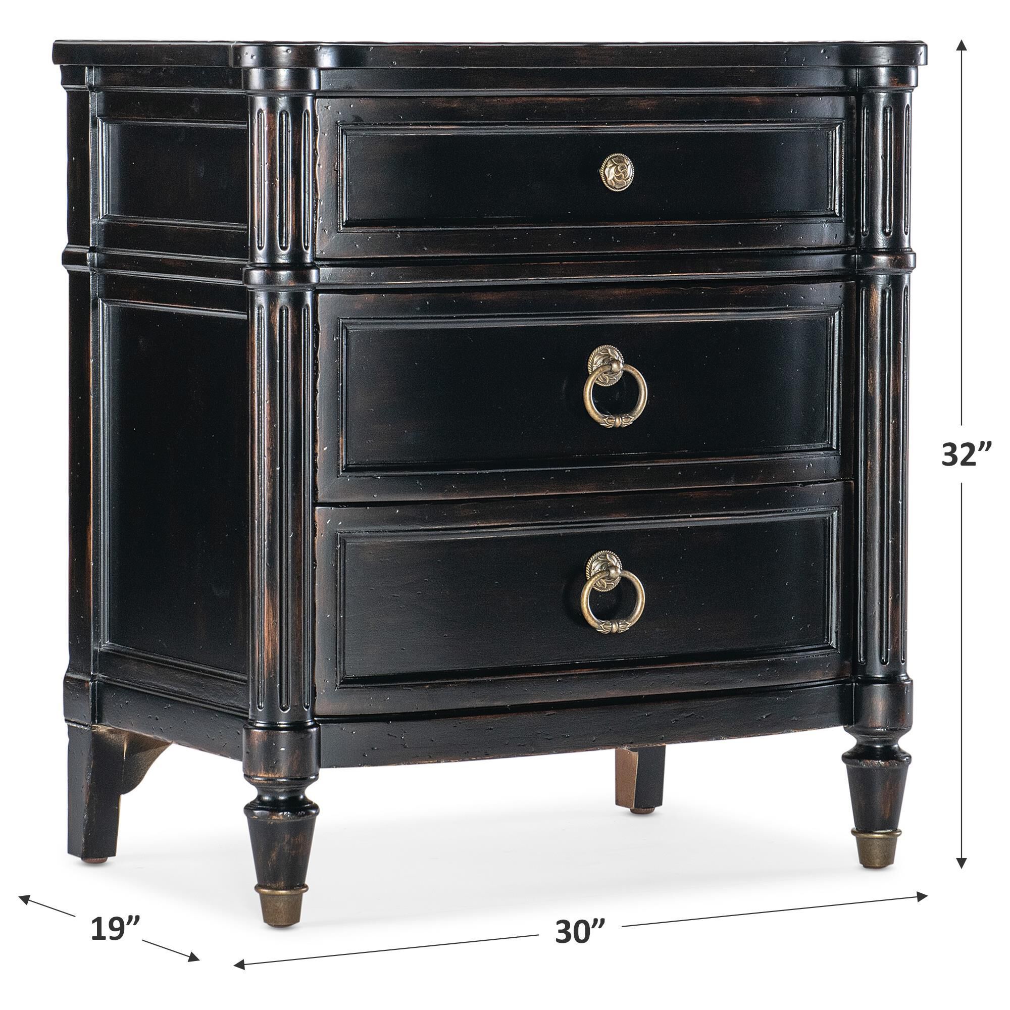 Hooker Furniture Charleston 3 Drawer Nightstand in Black Cherry NFM