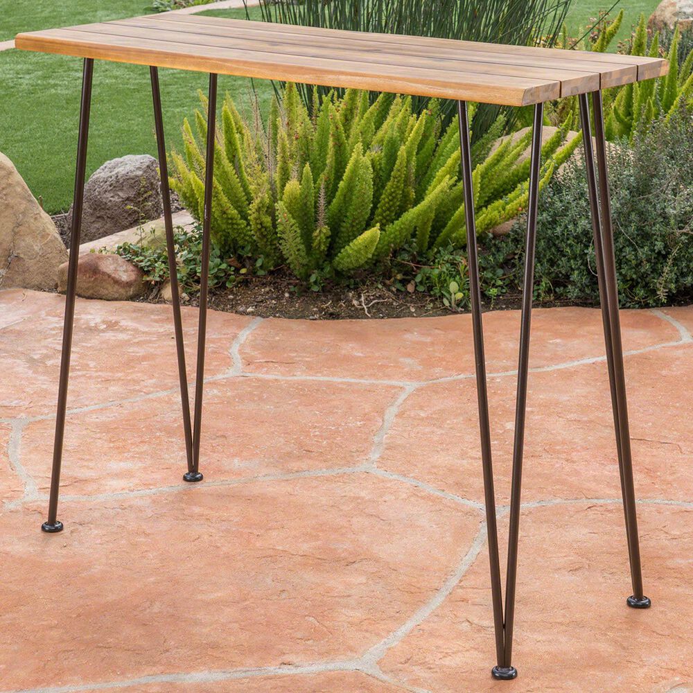 Hearth and Haven Denali Patio Bar Table in Brown and Black, , large