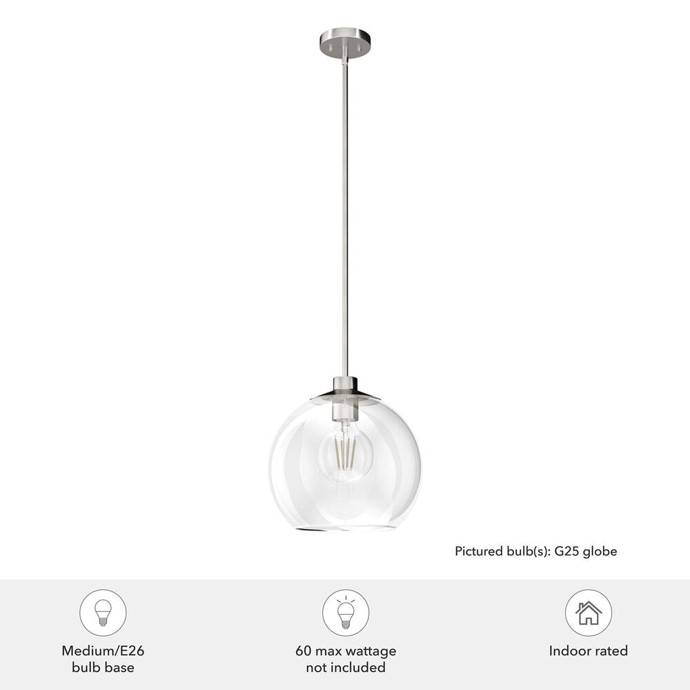 Hunter Xidane 1-Light Large Pendant in Brushed Nickel, , large