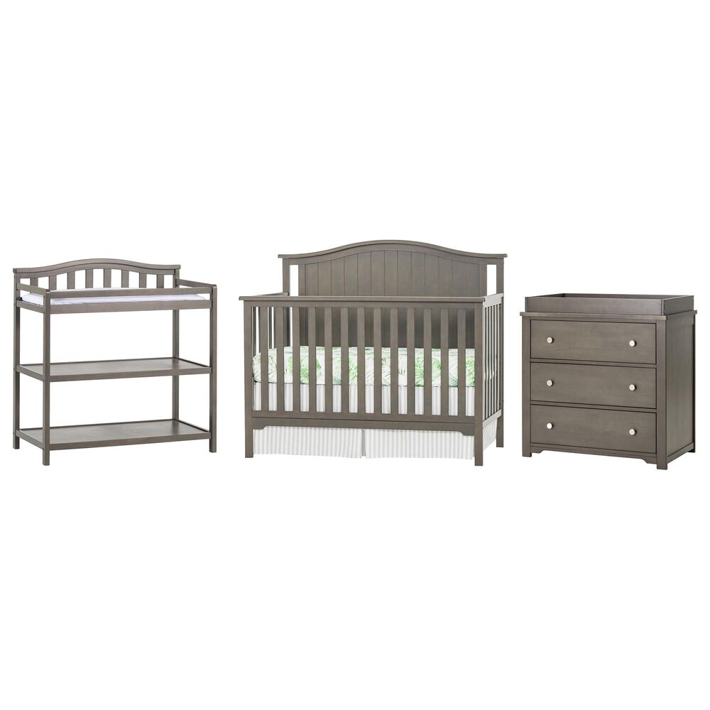 Foundations Worldwide Hampton 3 Piece Arch Top Nursery Set in Dapper Gray, , large