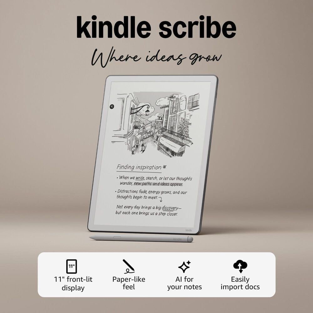 Amazon Kindle Scribe 64GB (newest model) - 11 paper-like display with front light - Thinner, lighter, faster - Write in notebooks, documents, and books. Includes Premium Pen in Graphite, , large