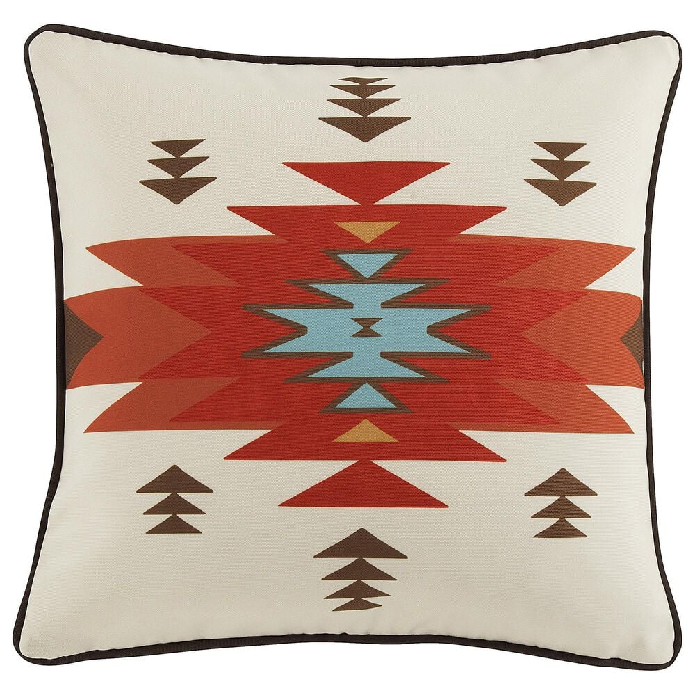 HiEnd Accents Del Sol 20" Square Indoor/Outdoor Throw Pillow in Red, Orange and Brown, , large