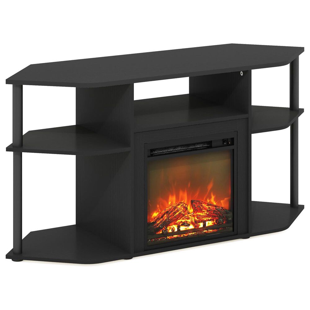 HOMLUX 47" Corner TV Stand with Electric Fireplace in Americano and Black, , large