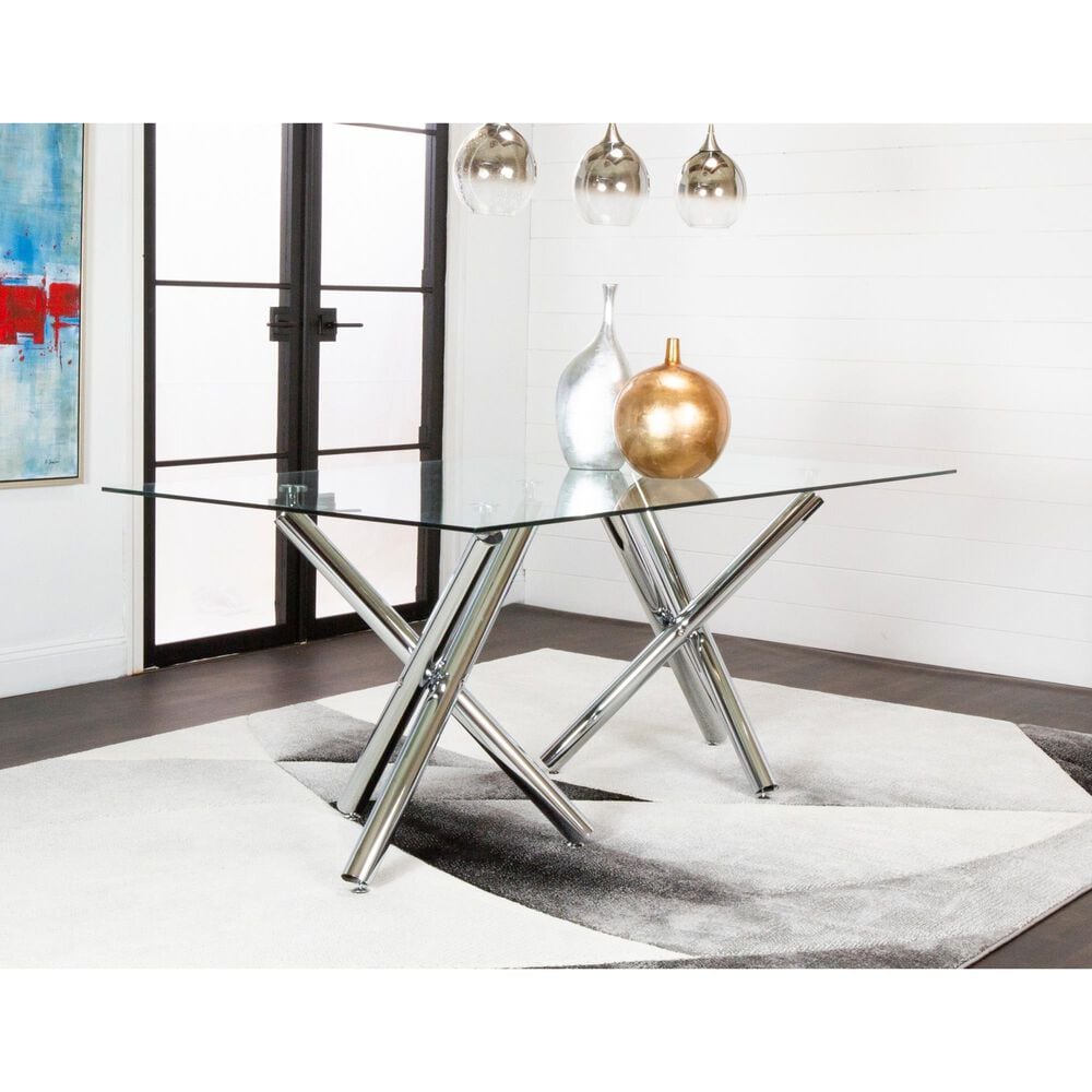 SUNSET Mantis and Murano/Mist 7-Piece Rectangular Dining Set in Clear and Chrome, , large
