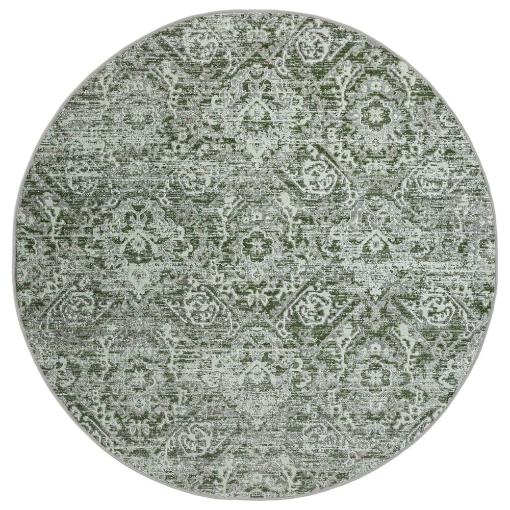 Radici USA Livigno Damask 5"3" Round Green Area Rug, , large