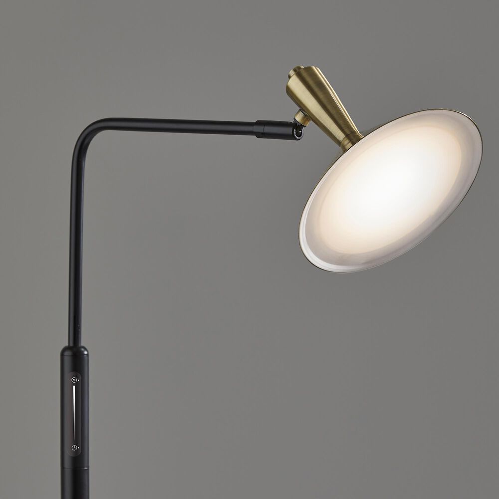 Adesso Lucas LED Floor Lamp in Black and Antique Brass, , large