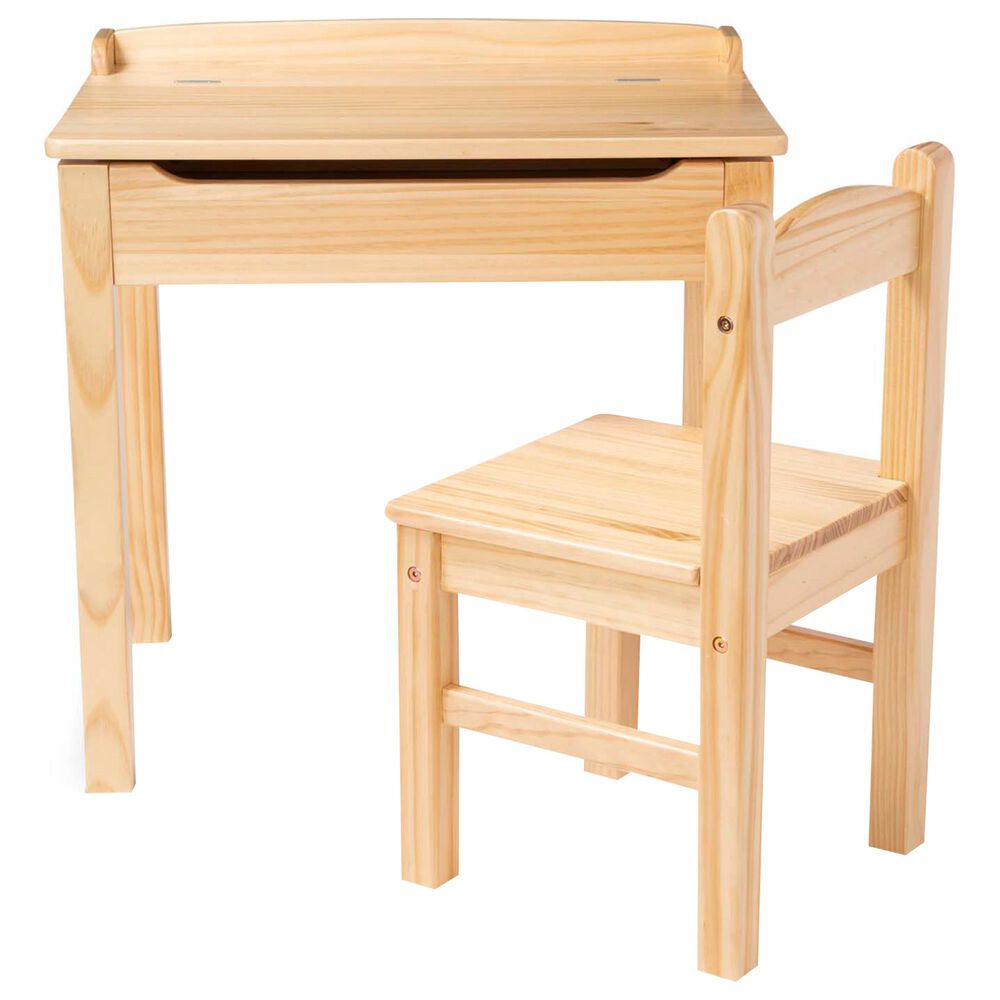 Melissa Doug Wooden Lift Top Desk And Chair In Honey Nebraska Furniture Mart
