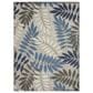 Nourison Aloha Floral 7" x 10" Grey and Blue Indoor/Outdoor Area Rug, , large