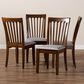 Baxton Studio Minette Side Chair with Grey Cushion in Walnut Brown (Set of 4), , large