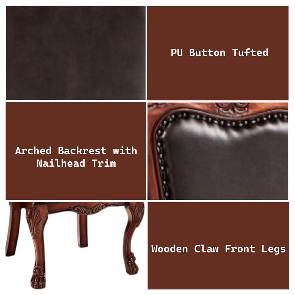 HOMLUX Dresden Arm Chair with Leatherette Upholstery in Cherry Oak (Set of 2), , large