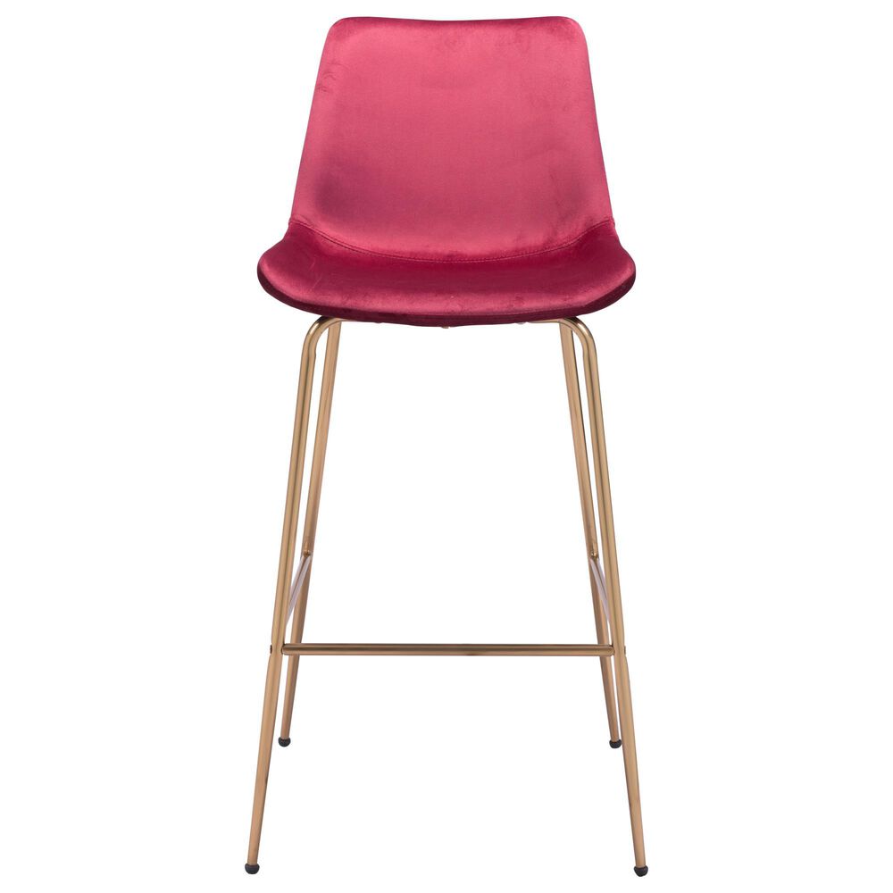 Zuo Modern Tony Bar Stool in Red and Gold, , large