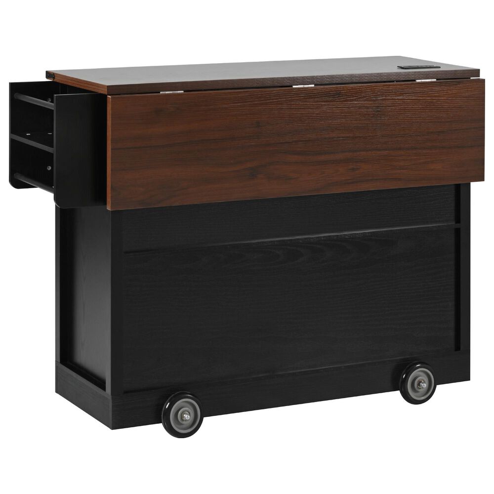 HOMLUX 54" Kitchen Island with Drop Leaf in Black, , large