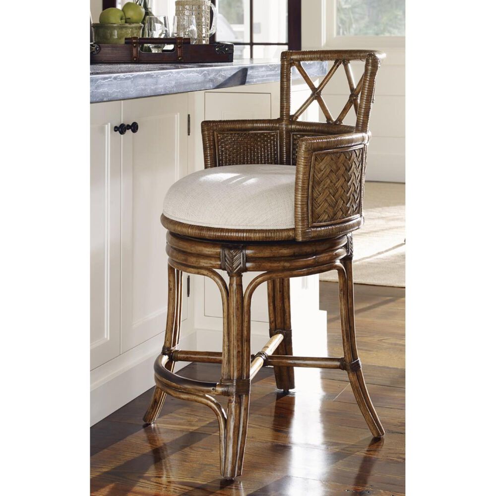 Tommy Bahama Home Bali Hai Kamala Bay Swivel Counter Stool in Warm Brown, , large