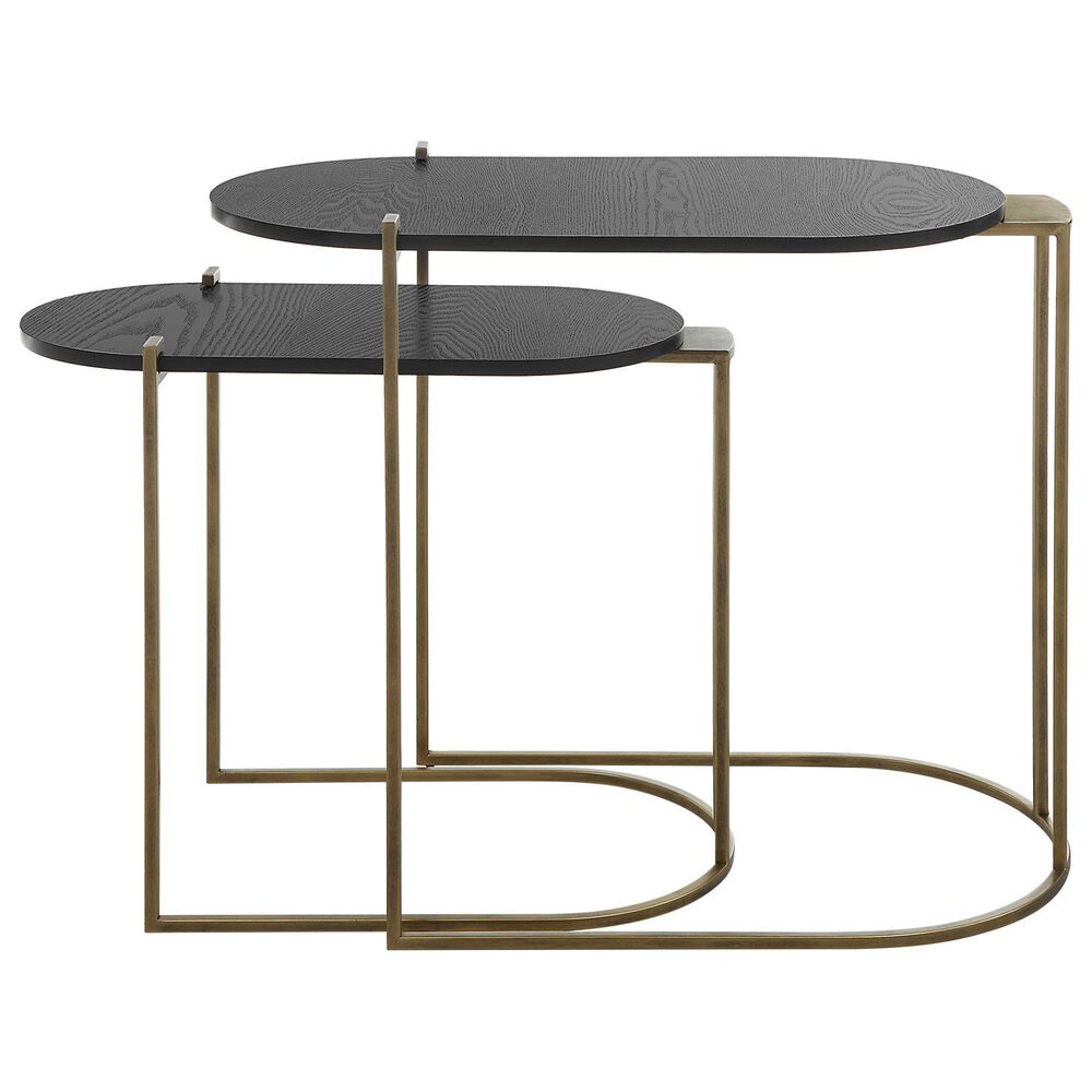 Uttermost Aztex 2-Piece Nesting Table Set in Antique Brass, , large