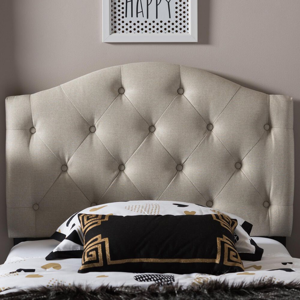 Baxton Studio Myra Twin Upholstered Panel Headboard in Light Beige, , large