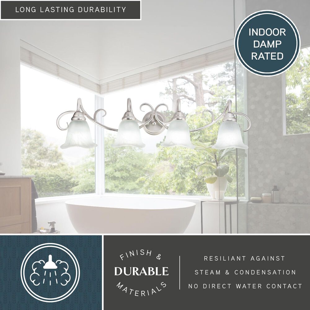 Vaxcel Bella 4-Light Bathroom Vanity Fixture in Brushed Nickel, , large