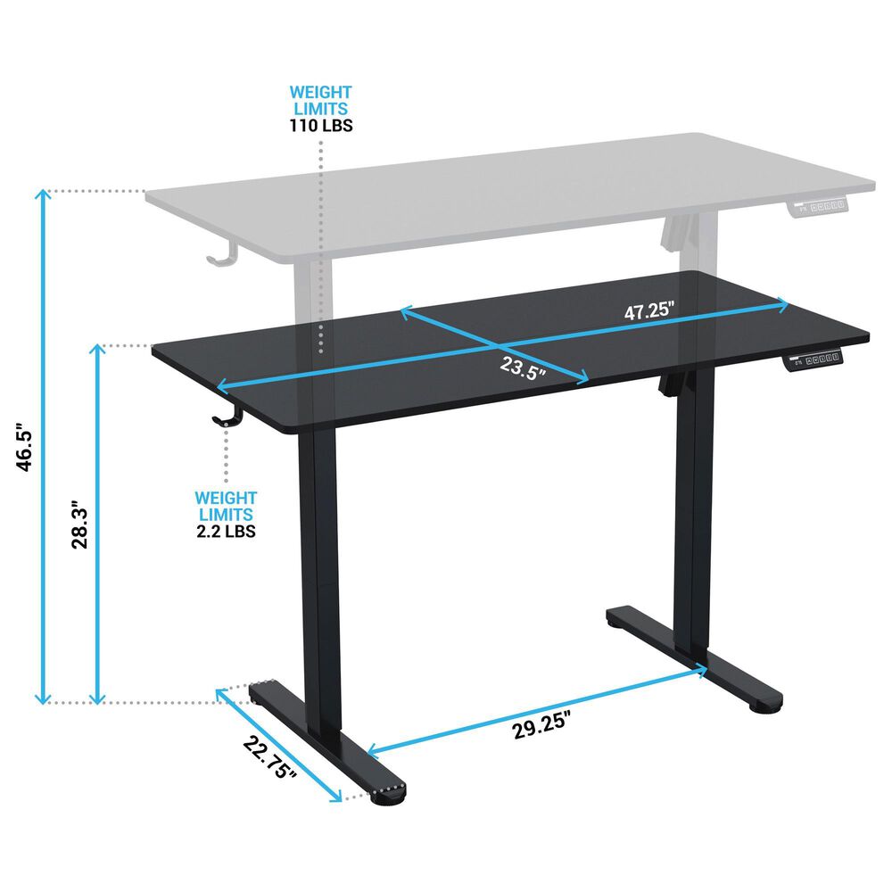 Rta Products Llc Vega Electric Standing Desk in Black, , large
