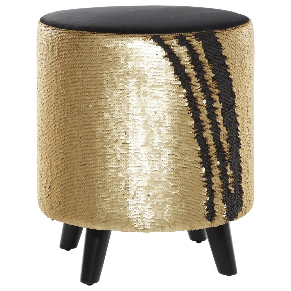 Maple and Jade Modern Stool in Gold and Black, , large