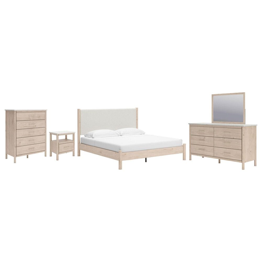 Ashley Cadmori 5 Piece King Platform Bedroom Set in Brown and White, , large