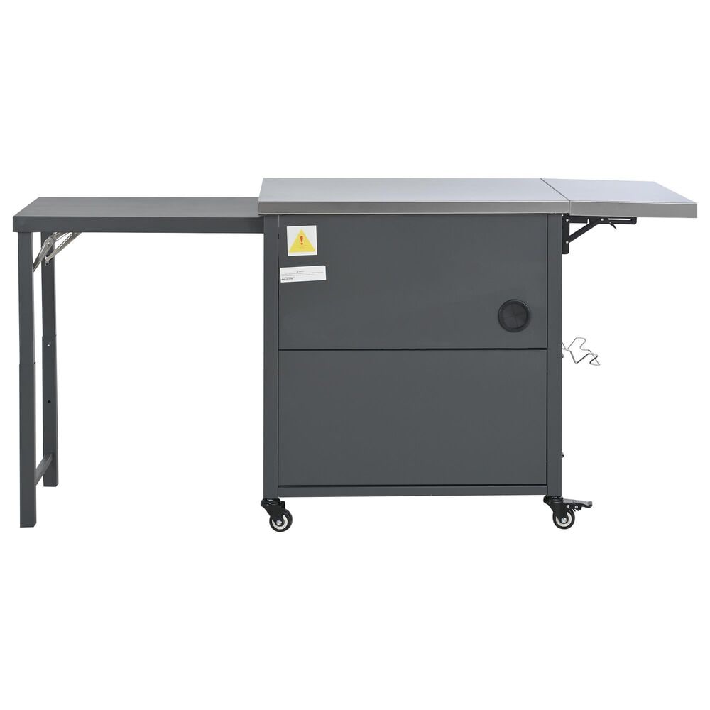 Hearth and Haven Outdoor Kitchen Island Cart with Dual Expandable Stainless Steel Tabletops in Gray, , large