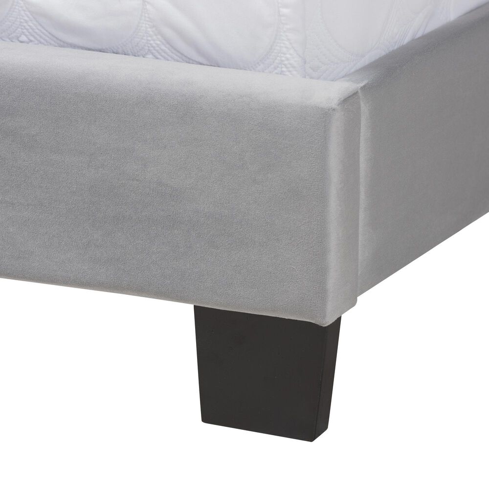 Baxton Studio Clare King Upholstered Panel Bed in Grey, , large