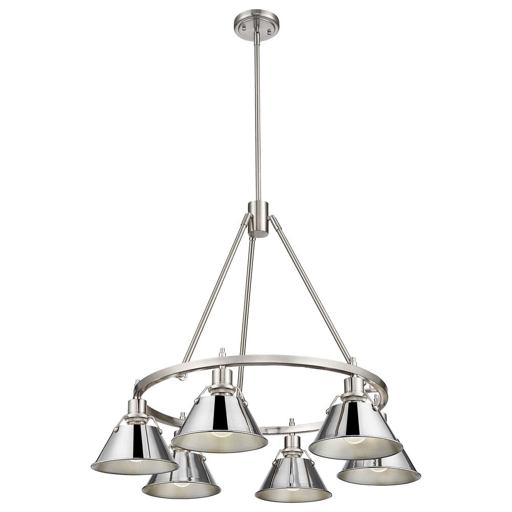 Golden Lighting Orwell 6-Light Chandelier with Chrome Shade in Pewter, , large