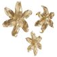 Maple and Jade 18" x 16" Contemporary Flowers Wall Decor in Gold (Set of 3), Gold, large